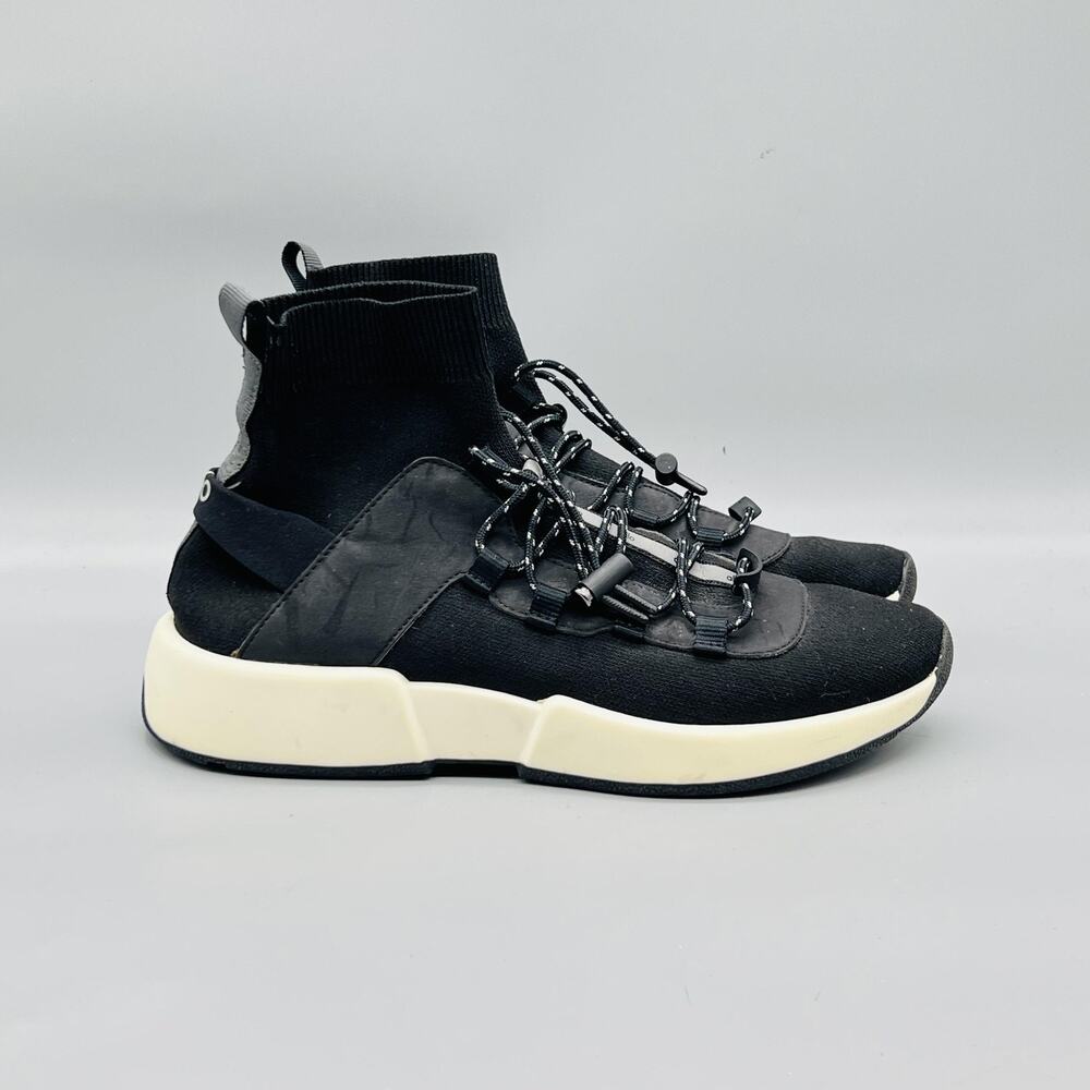 ALO Shoes Womens 9 Black Knit Wanderer Yoga Velocity High Top Athletic Sneakers